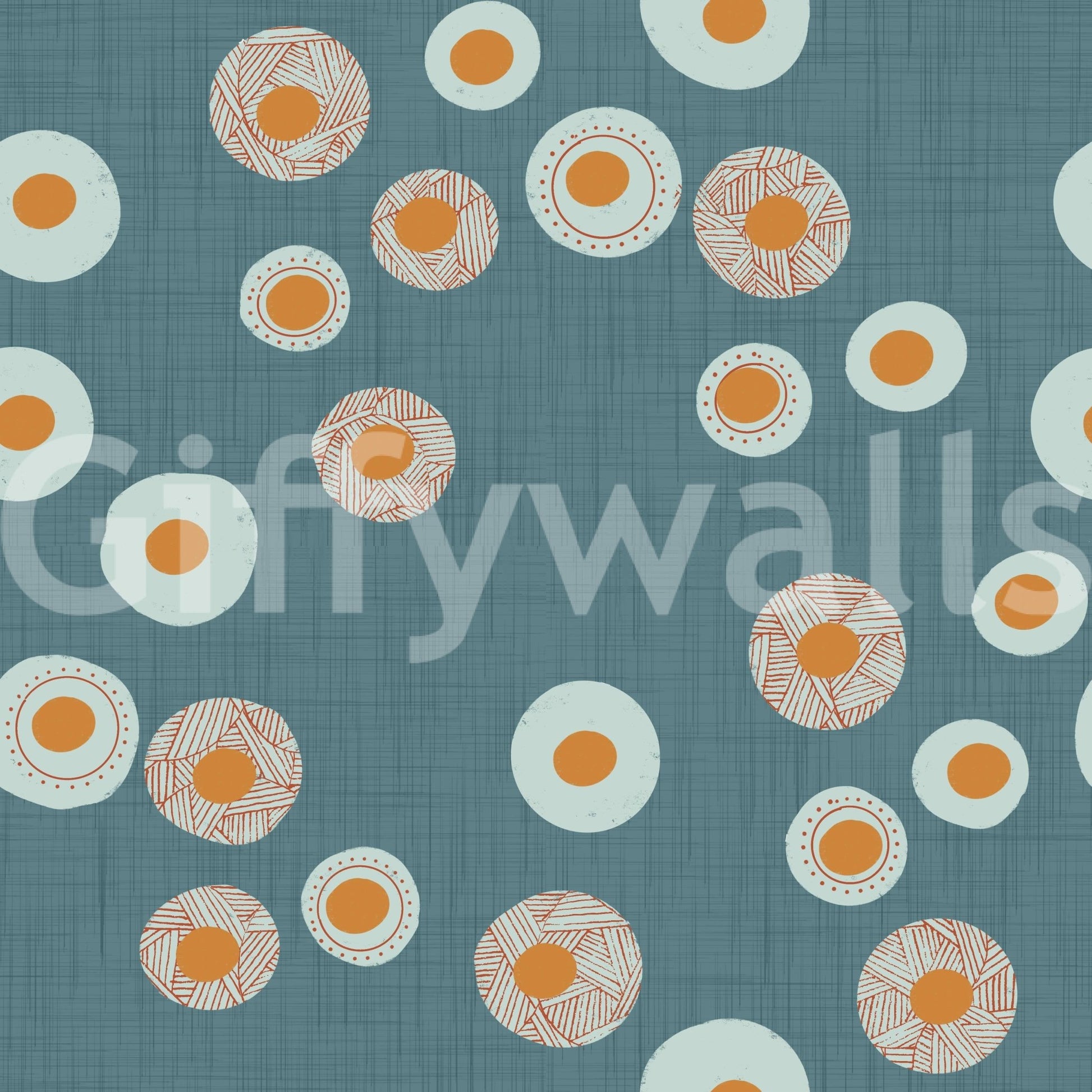 Cozy Scandi Folk Dot Floral Nordic Blue Grey - Craft Circle Wallpaper⁠
