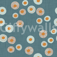 Cozy Scandi Folk Dot Floral Nordic Blue Grey - Craft Circle Wallpaper⁠