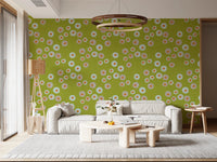 Cozy Scandi Folk Dot Floral Olive Chartreuse - Craft Circle Wallpaper⁠
