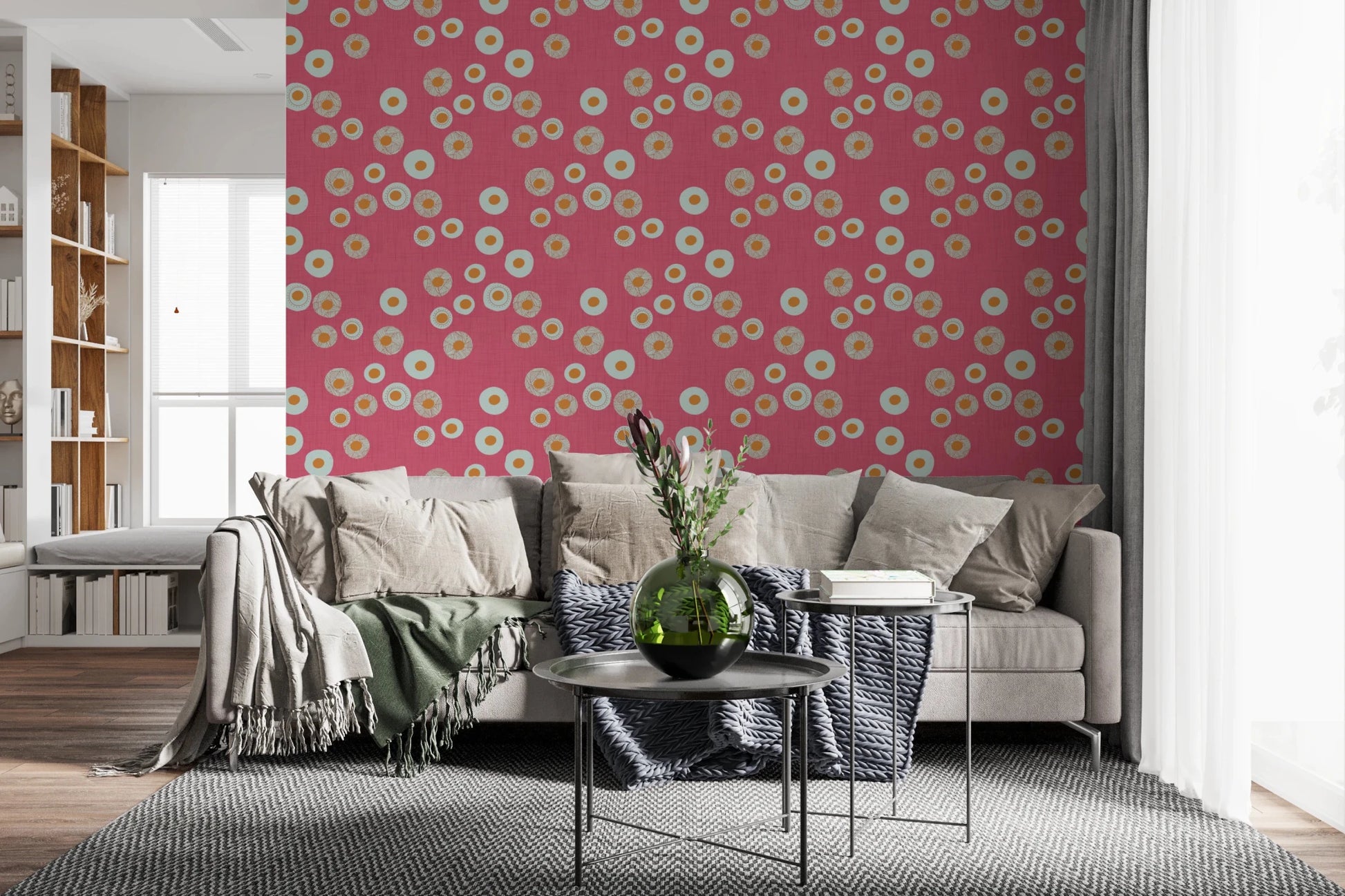 Cozy Scandi Folk Dot Floral Rose Clay - Craft Circle Wallpaper⁠