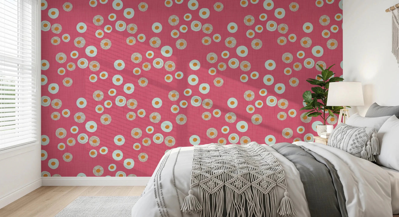 Cozy Scandi Folk Dot Floral Rose Clay - Craft Circle Wallpaper⁠