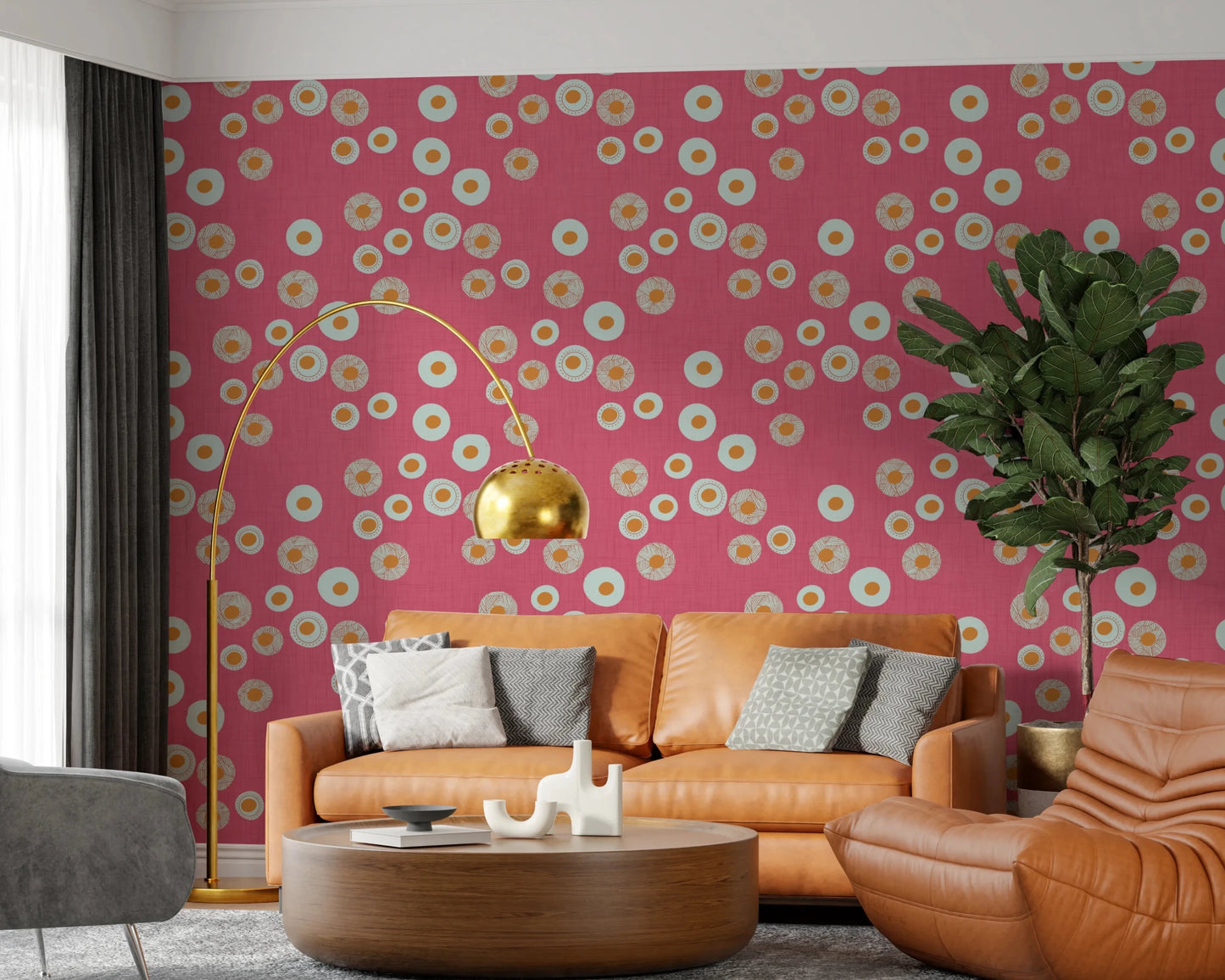 Cozy Scandi Folk Dot Floral Rose Clay - Craft Circle Wallpaper⁠