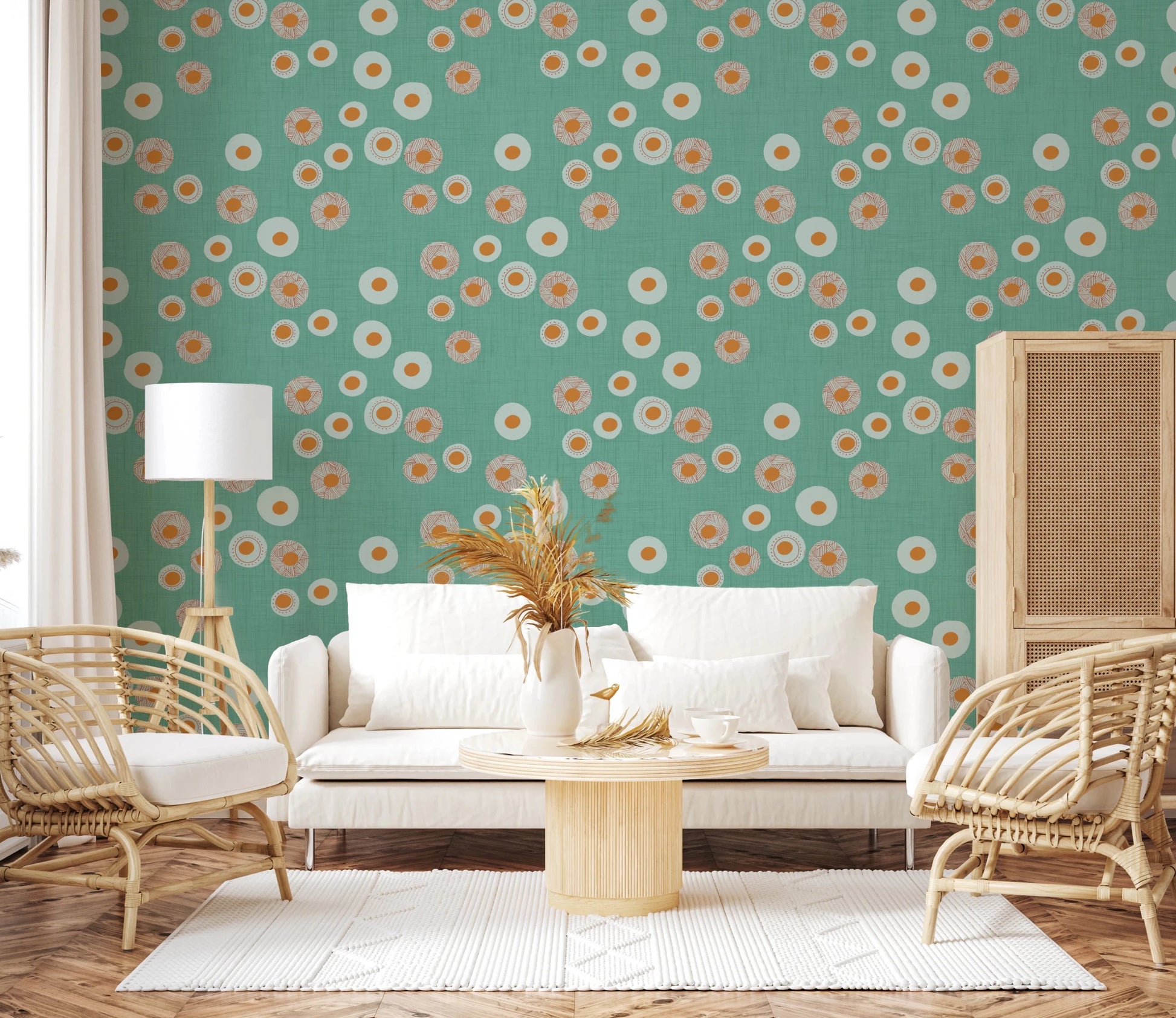 Cozy Scandi Folk Dot Floral Sage Mint - Craft Circle Wallpaper⁠