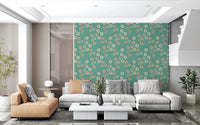 Cozy Scandi Folk Dot Floral Sage Mint - Craft Circle Wallpaper⁠