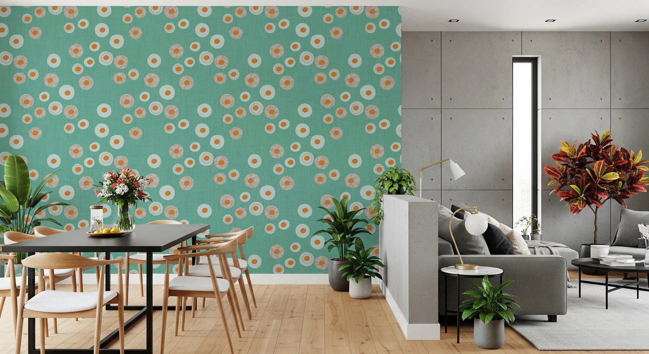 Cozy Scandi Folk Dot Floral Sage Mint - Craft Circle Wallpaper⁠