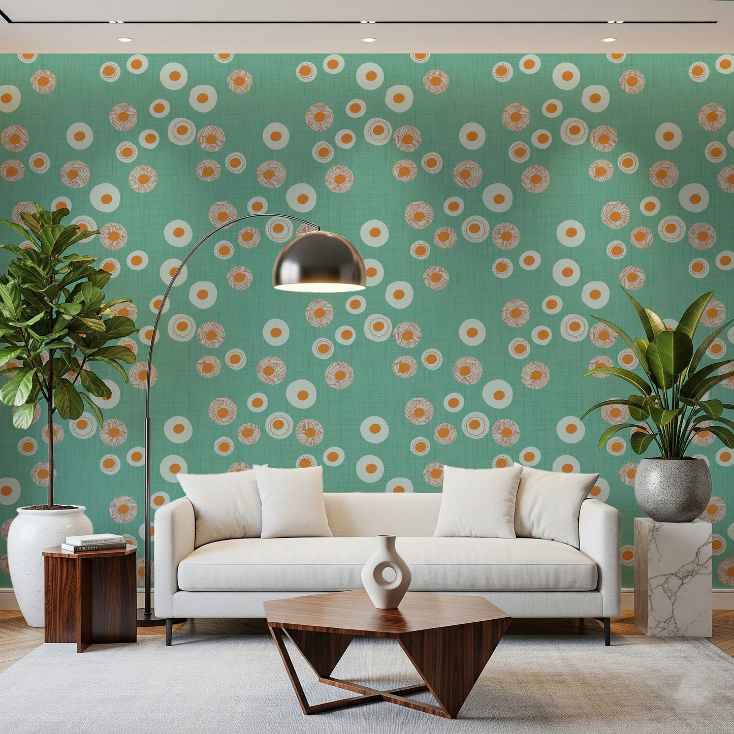 Cozy Scandi Folk Dot Floral Sage Mint - Craft Circle Wallpaper⁠