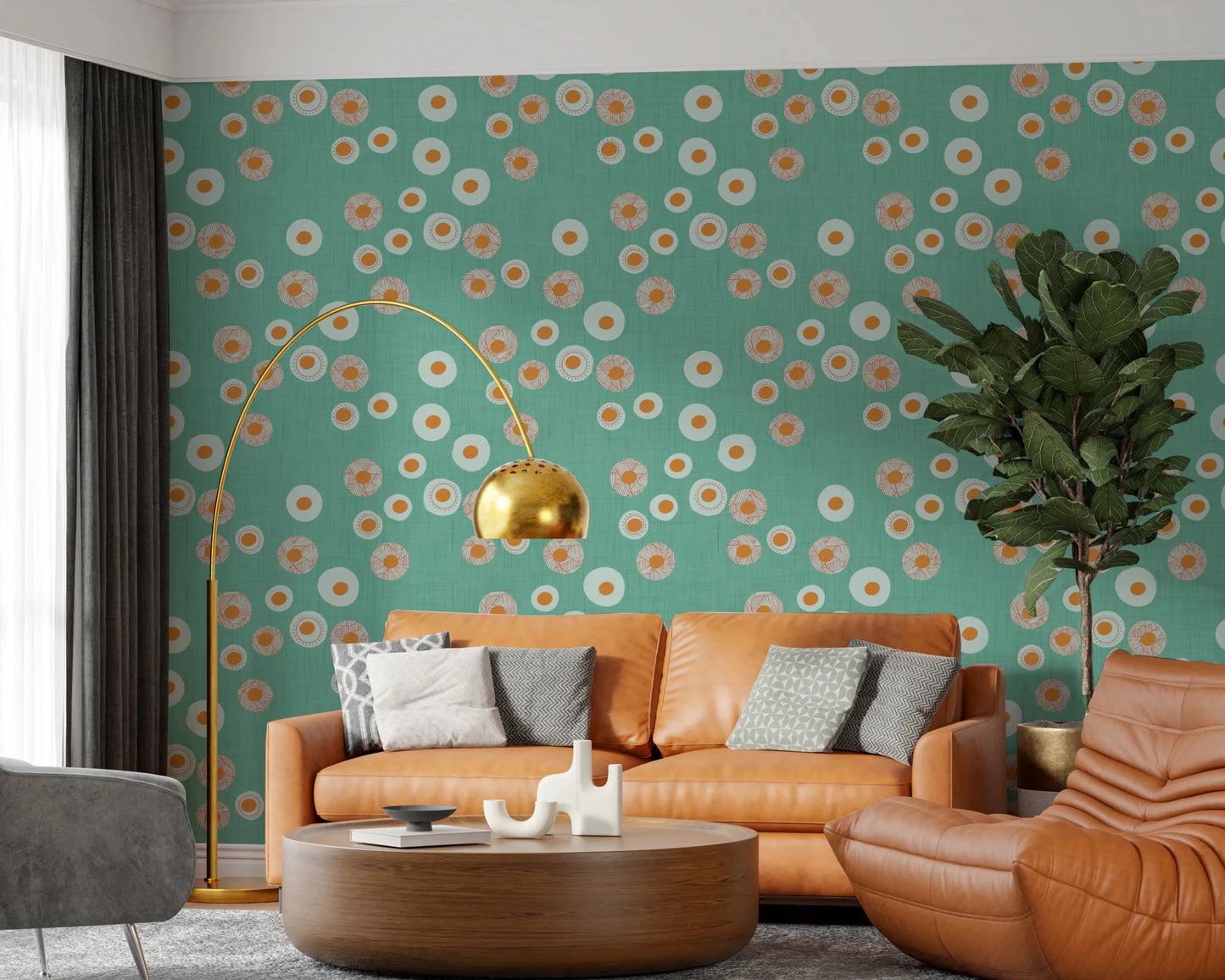 Cozy Scandi Folk Dot Floral Sage Mint - Craft Circle Wallpaper⁠