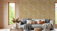 Cozy Scandi Folk Floral Honey Mustard - Craft Botanical Wallpaper⁠