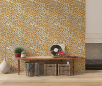 Cozy Scandi Folk Floral Honey Mustard - Craft Botanical Wallpaper⁠