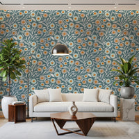 Cozy Scandi Folk Floral Nordic Blue Grey - Craft Botanical Wallpaper⁠
