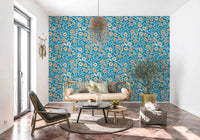 Cozy Scandi Folk Floral Nordic Teal - Craft Botanical Wallpaper⁠