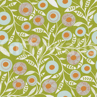 Cozy Scandi Folk Floral Olive Chartreuse - Craft Botanical Wallpaper⁠
