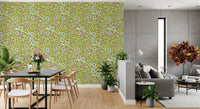 Cozy Scandi Folk Floral Olive Chartreuse - Craft Botanical Wallpaper⁠