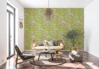Cozy Scandi Folk Floral Olive Chartreuse - Craft Botanical Wallpaper⁠
