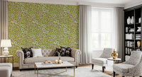 Cozy Scandi Folk Floral Olive Chartreuse - Craft Botanical Wallpaper⁠