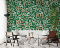 Cozy Scandi Folk Floral Olive Chartreuse - Craft Botanical Wallpaper⁠