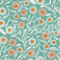 Cozy Scandi Folk Floral Sage Mint - Craft Botanical Wallpaper⁠