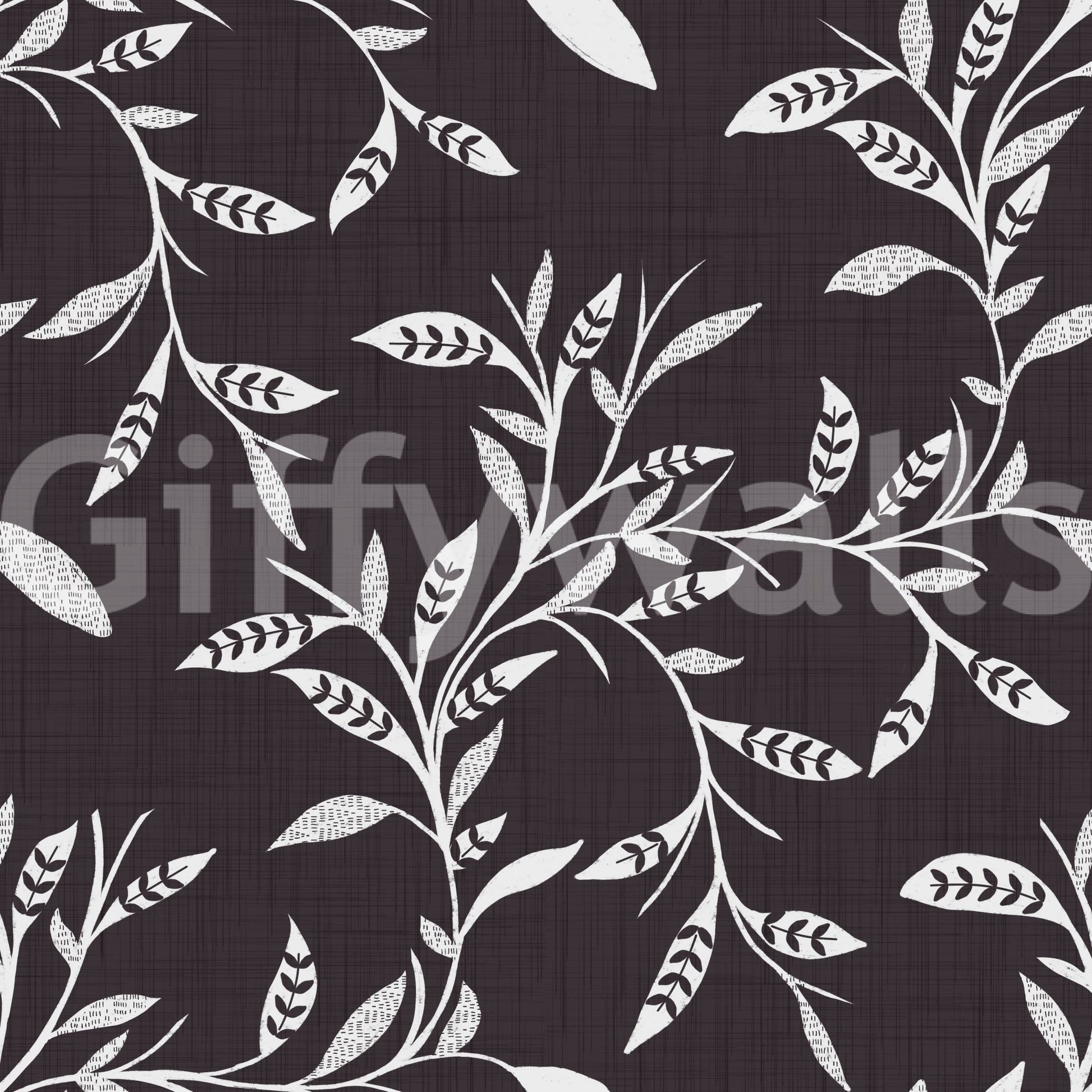 Cozy Scandi Folk Leaf Vine Charcoal - Craft Blender Wallpaper⁠