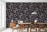 Cozy Scandi Folk Leaf Vine Charcoal - Craft Blender Wallpaper⁠