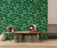 Cozy Scandi Folk Leaf Vine Forest Green - Craft Blender Wallpaper⁠
