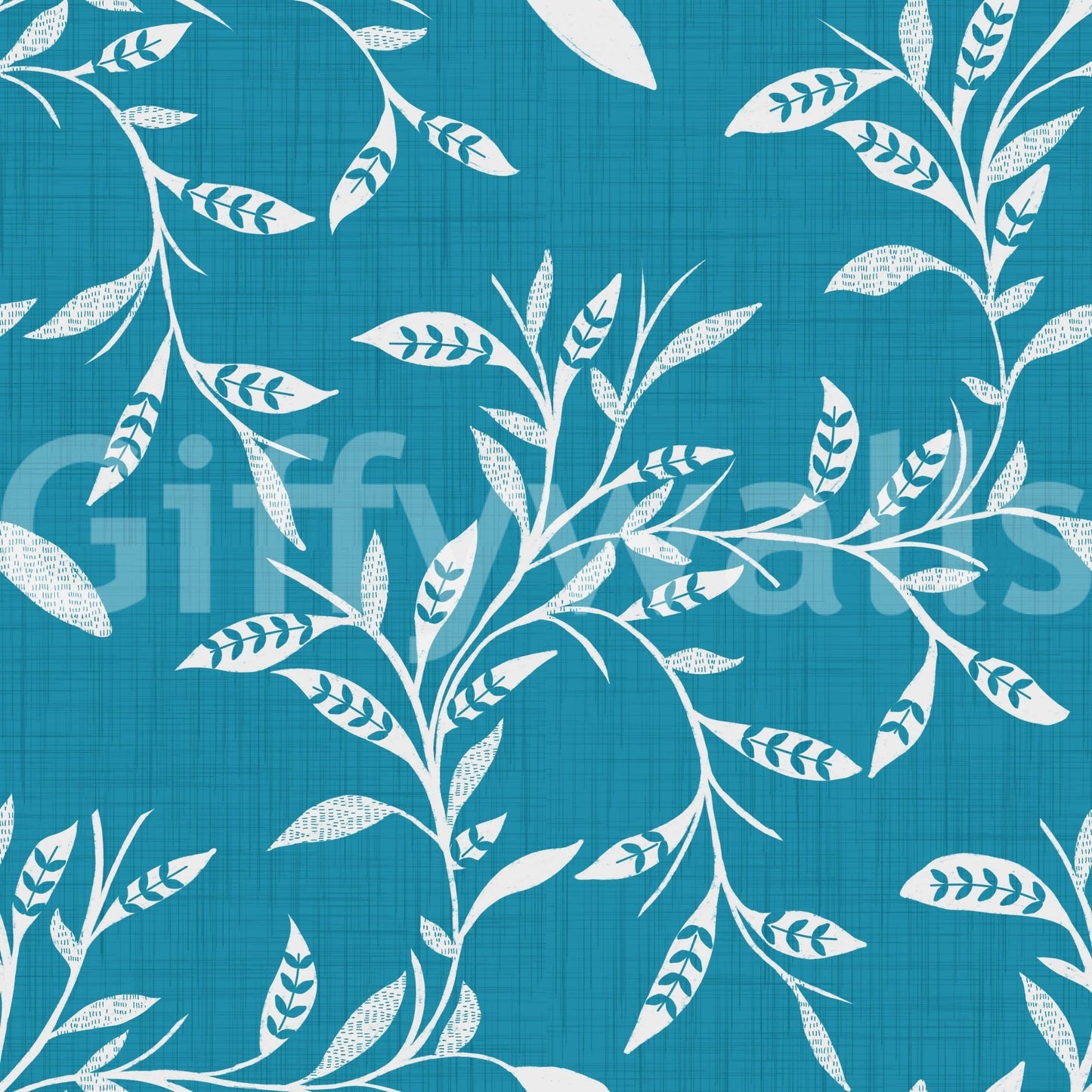 Cozy Scandi Folk Leaf Vine Nordic Teal - Craft Blender Wallpaper⁠