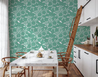 Cozy Scandi Folk Leaf Vine Sage Mint - Craft Blender Wallpaper⁠