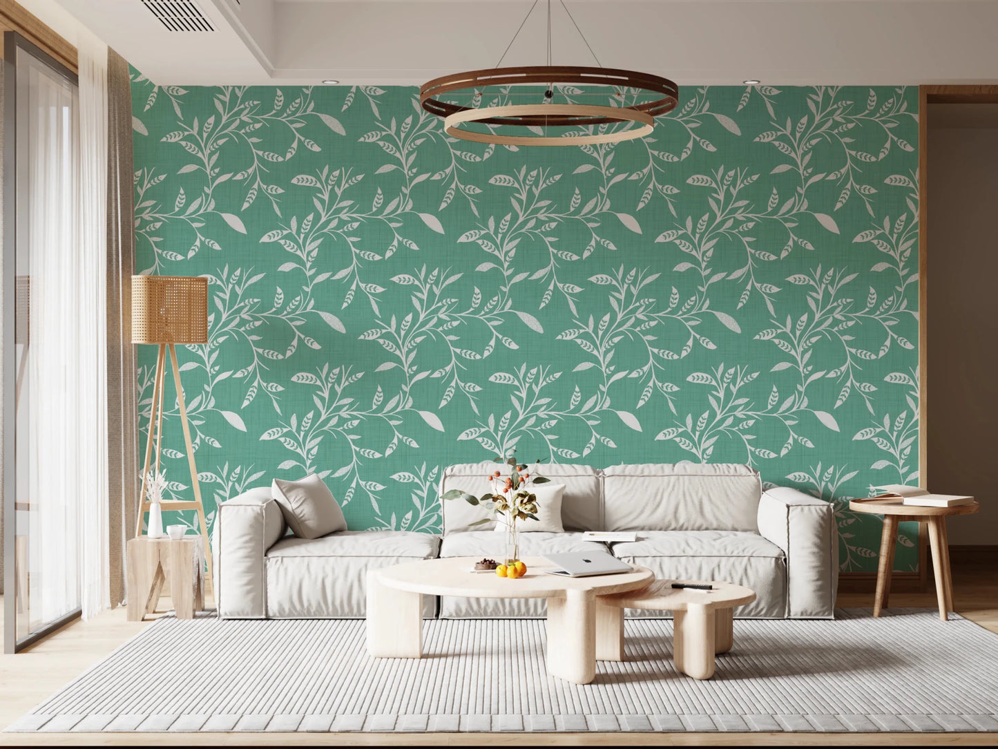 Cozy Scandi Folk Leaf Vine Sage Mint - Craft Blender Wallpaper⁠