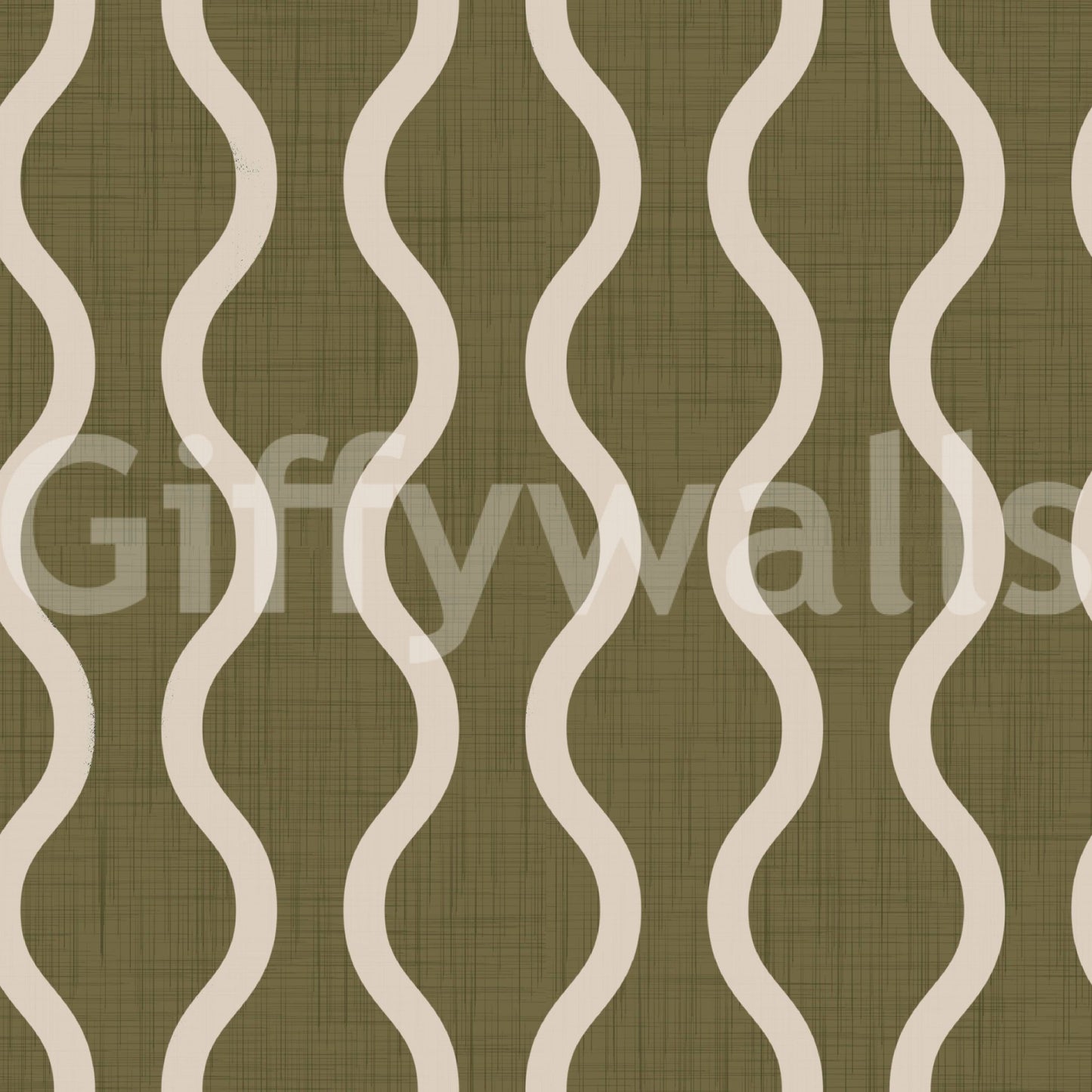 Cozy Scandi Folk Wavy Stripe Earthy Olive - Craft Stripe Wallpaper⁠