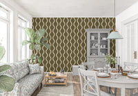 Cozy Scandi Folk Wavy Stripe Earthy Olive - Craft Stripe Wallpaper⁠
