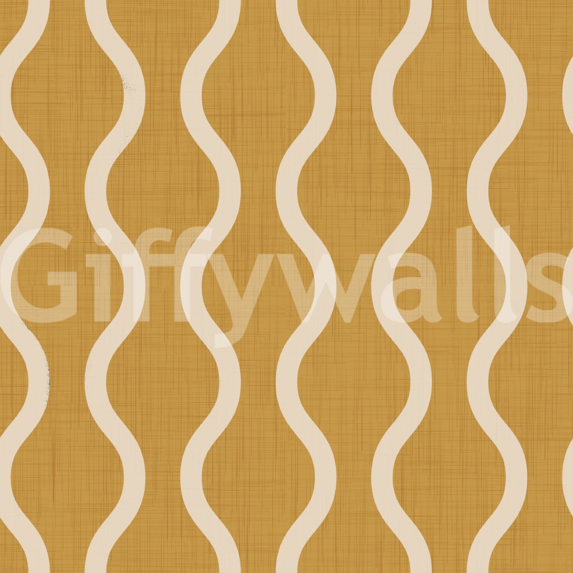 Cozy Scandi Folk Wavy Stripe Honey Mustard - Craft Stripe Wallpaper⁠