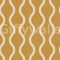 Cozy Scandi Folk Wavy Stripe Honey Mustard - Craft Stripe Wallpaper⁠