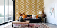 Cozy Scandi Folk Wavy Stripe Honey Mustard - Craft Stripe Wallpaper⁠