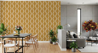 Cozy Scandi Folk Wavy Stripe Honey Mustard - Craft Stripe Wallpaper⁠
