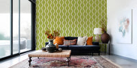 Cozy Scandi Folk Wavy Stripe Olive Chartreuse - Craft Stripe Wallpaper⁠
