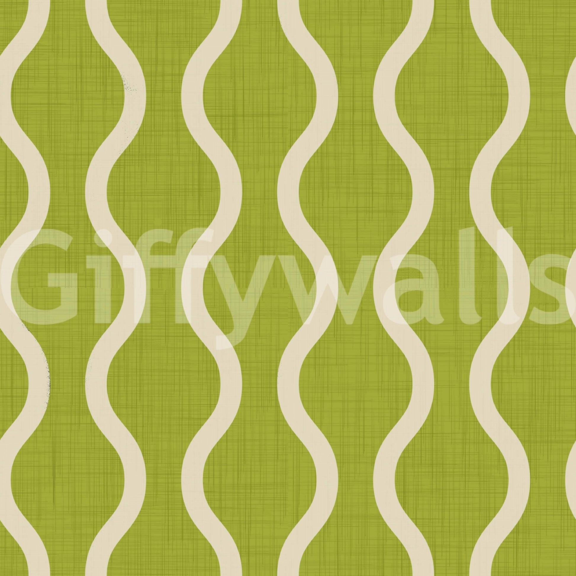 Cozy Scandi Folk Wavy Stripe Olive Chartreuse - Craft Stripe Wallpaper⁠