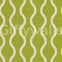 Cozy Scandi Folk Wavy Stripe Olive Chartreuse - Craft Stripe Wallpaper⁠