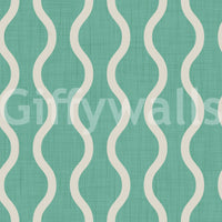 Cozy Scandi Folk Wavy Stripe Sage Mint - Craft Stripe Wallpaper⁠