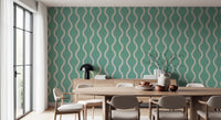 Cozy Scandi Folk Wavy Stripe Sage Mint - Craft Stripe Wallpaper⁠