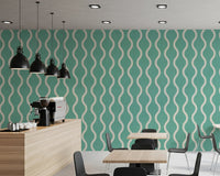 Cozy Scandi Folk Wavy Stripe Sage Mint - Craft Stripe Wallpaper⁠
