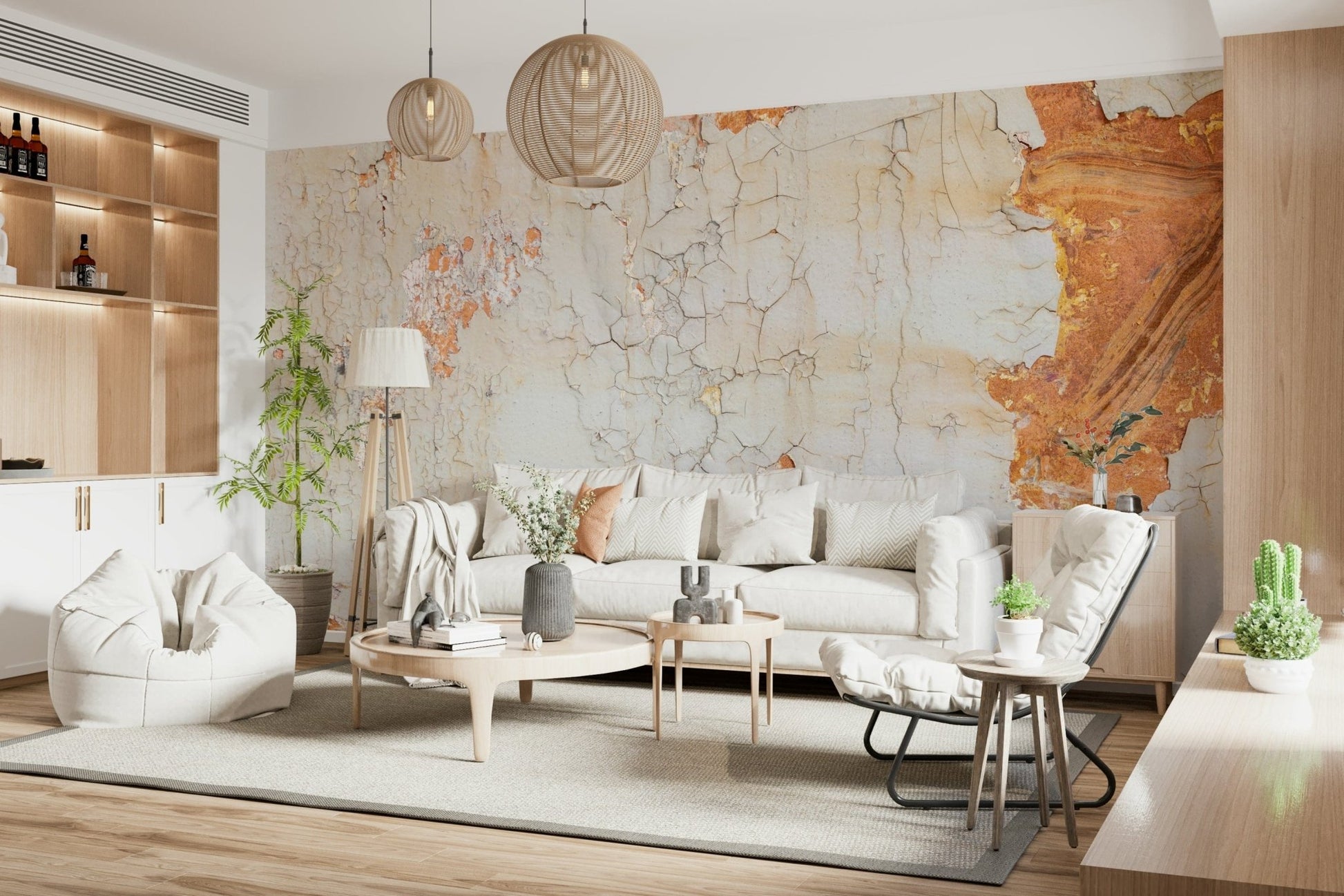 Wall mural showcasing natural crack patterns and uneven textures for bold accent walls.