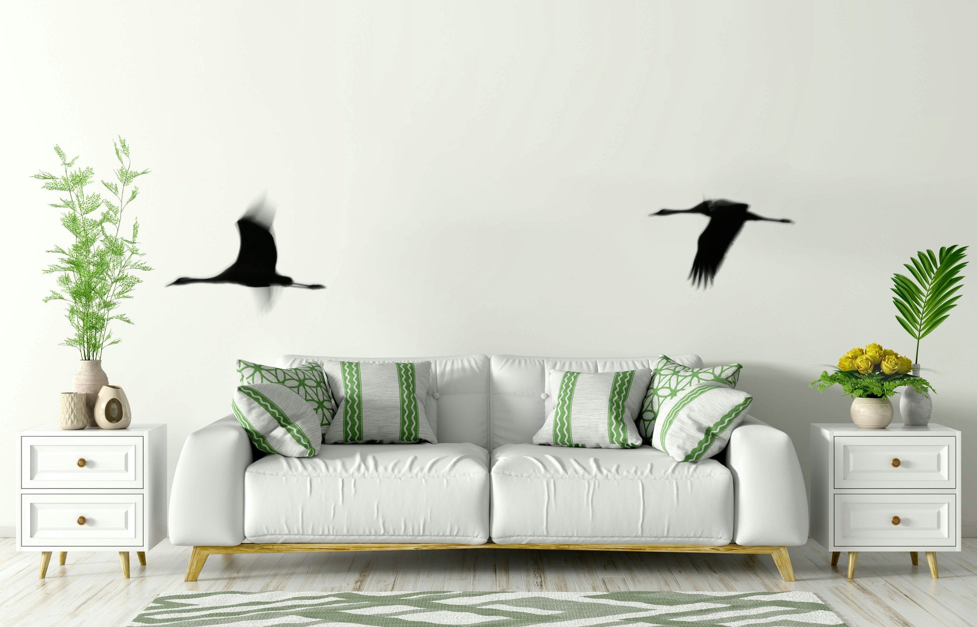 A tranquil bird design wall mural for your decor.

