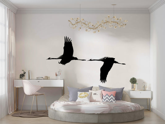 A beautiful graceful crane bird wallpaper mural.

