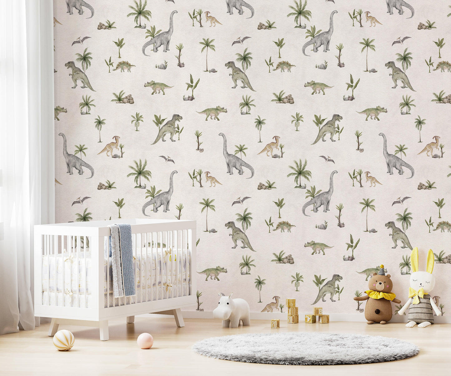 Fløde beige dinosaur tapet