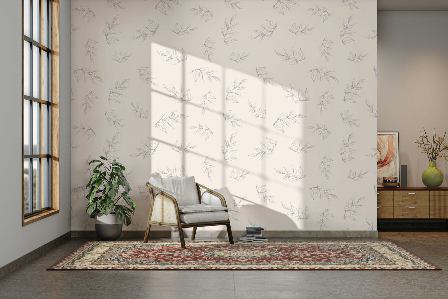 This wallpaper is suitable for a living room, a bedroom, or a contemporary office.
