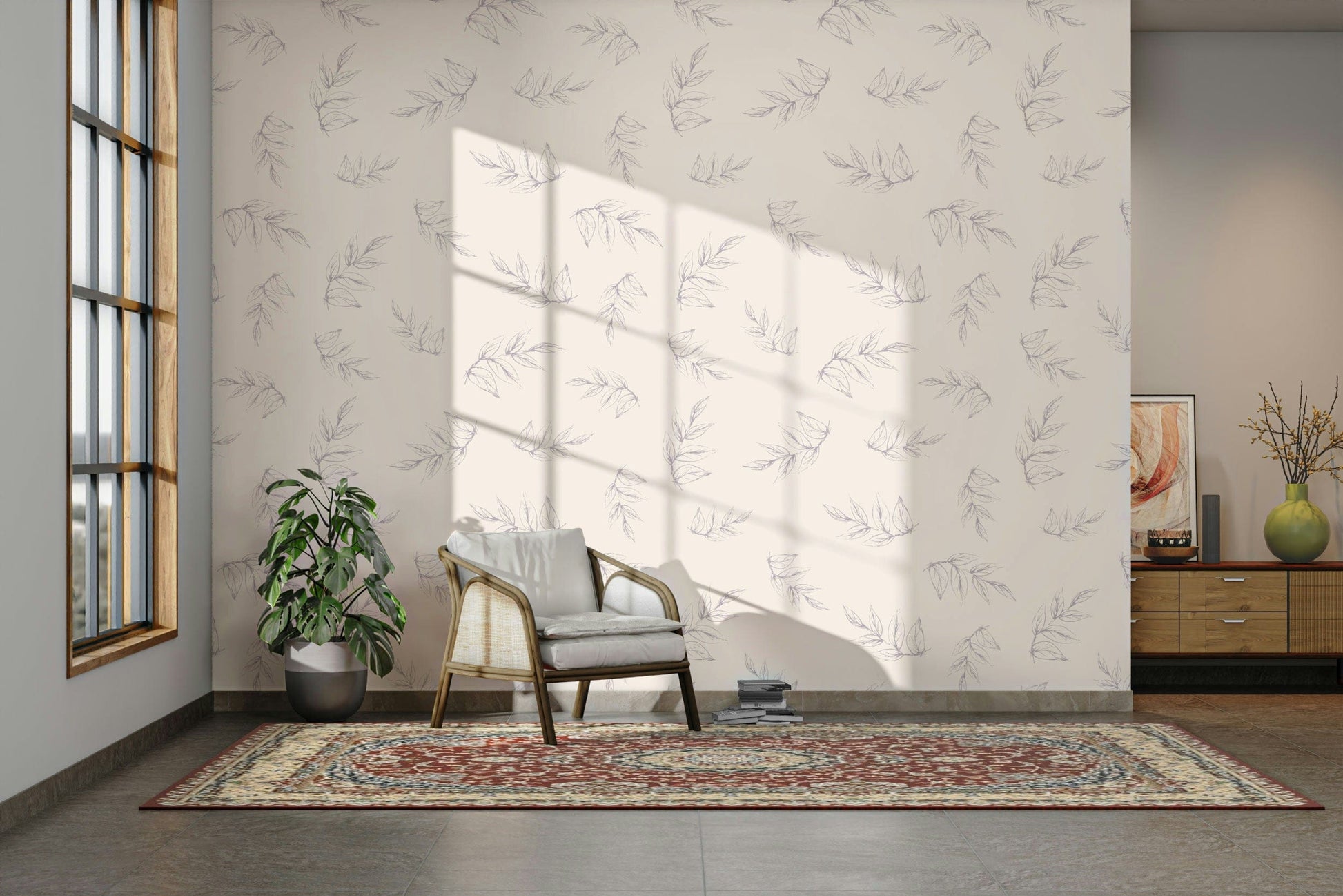 This wallpaper is suitable for a living room, a bedroom, or a contemporary office.
