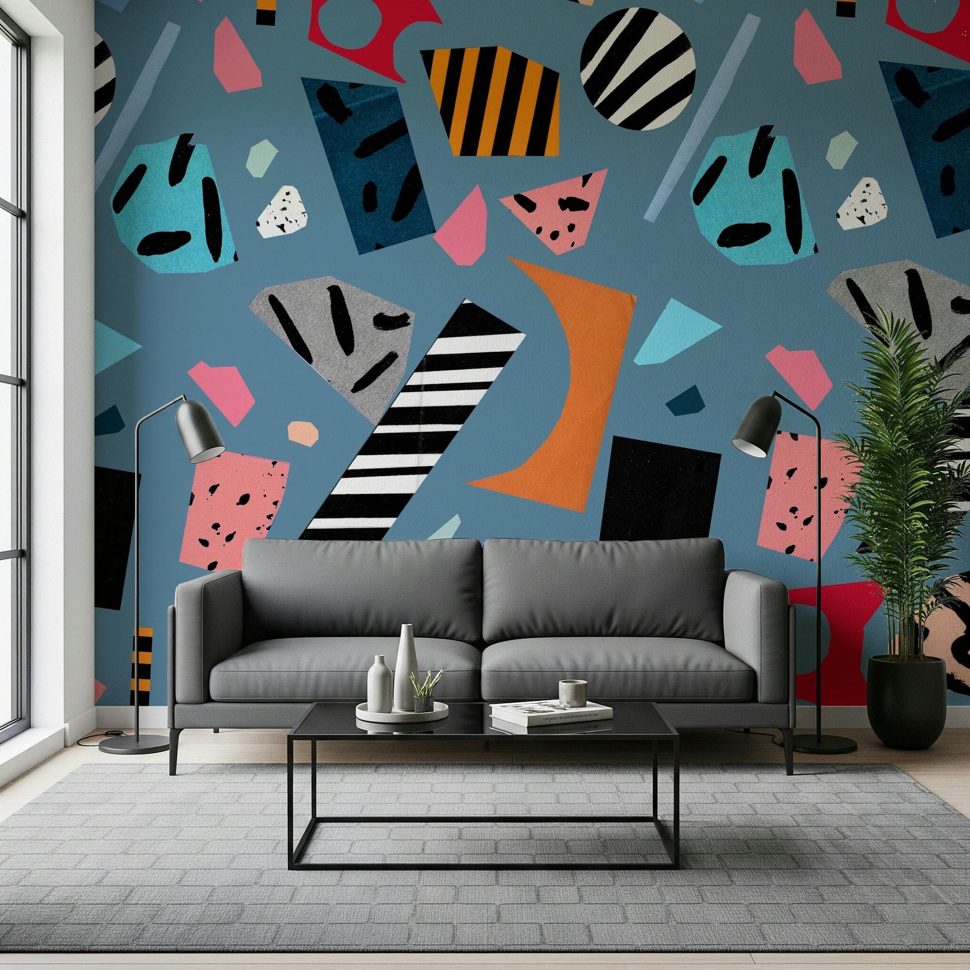 A beautiful modern art wall mural for a home office.


