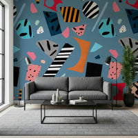 A beautiful modern art wall mural for a home office.

