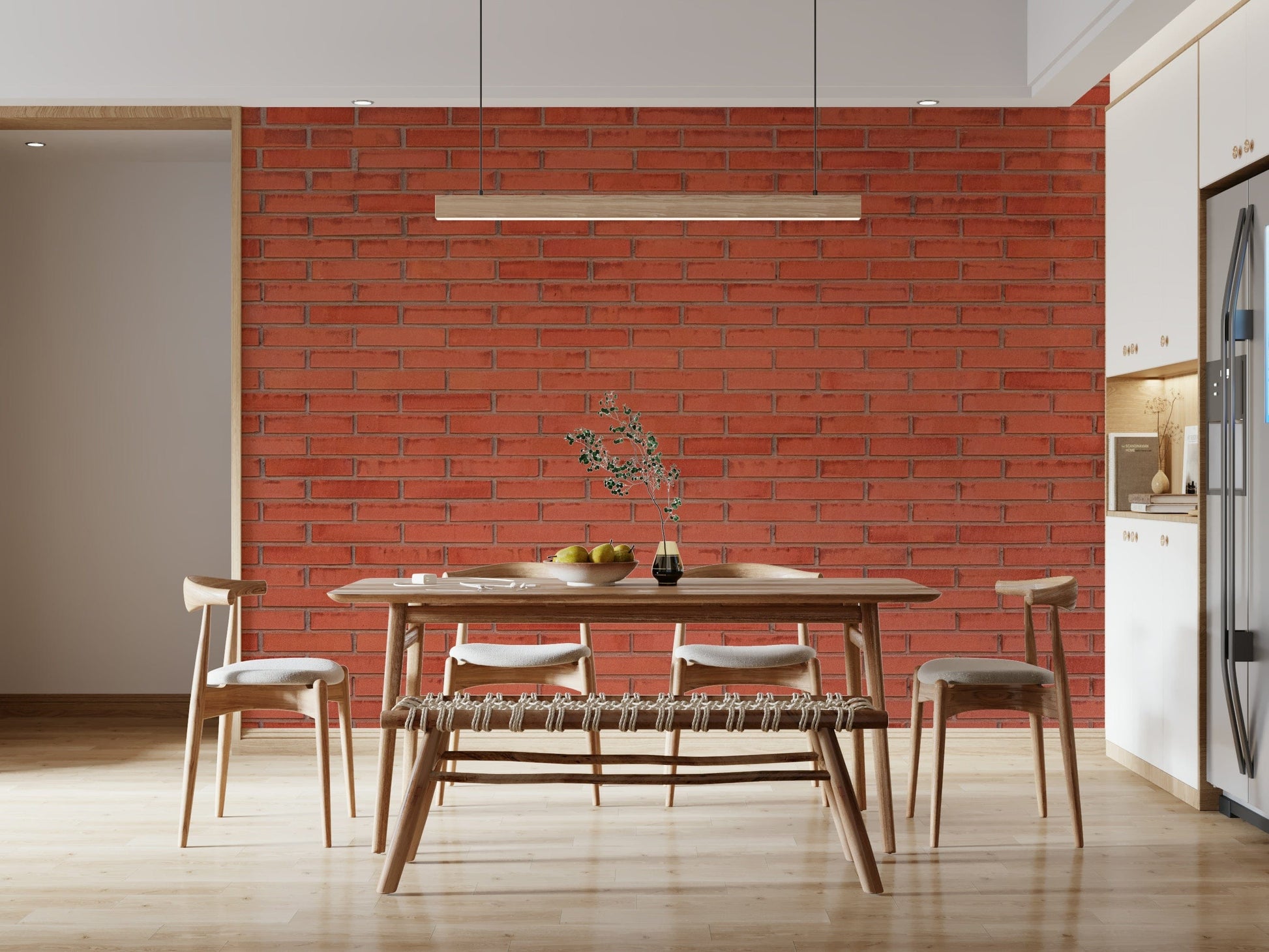 A contemplative faux brick wallpaper mural for a feature wall.

