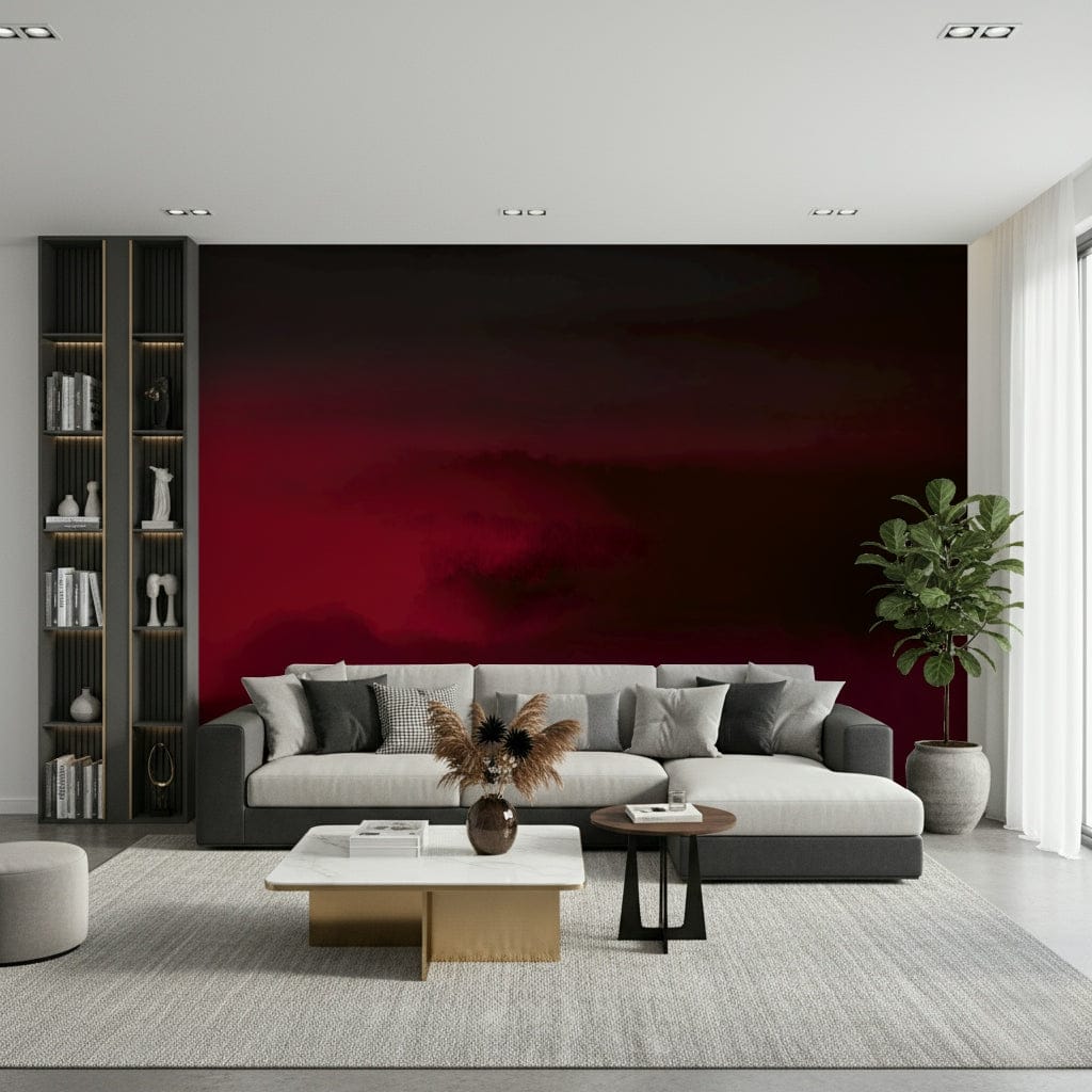 Intense ruby vapor Crimson Dreams mural wallpaper modern abstract art