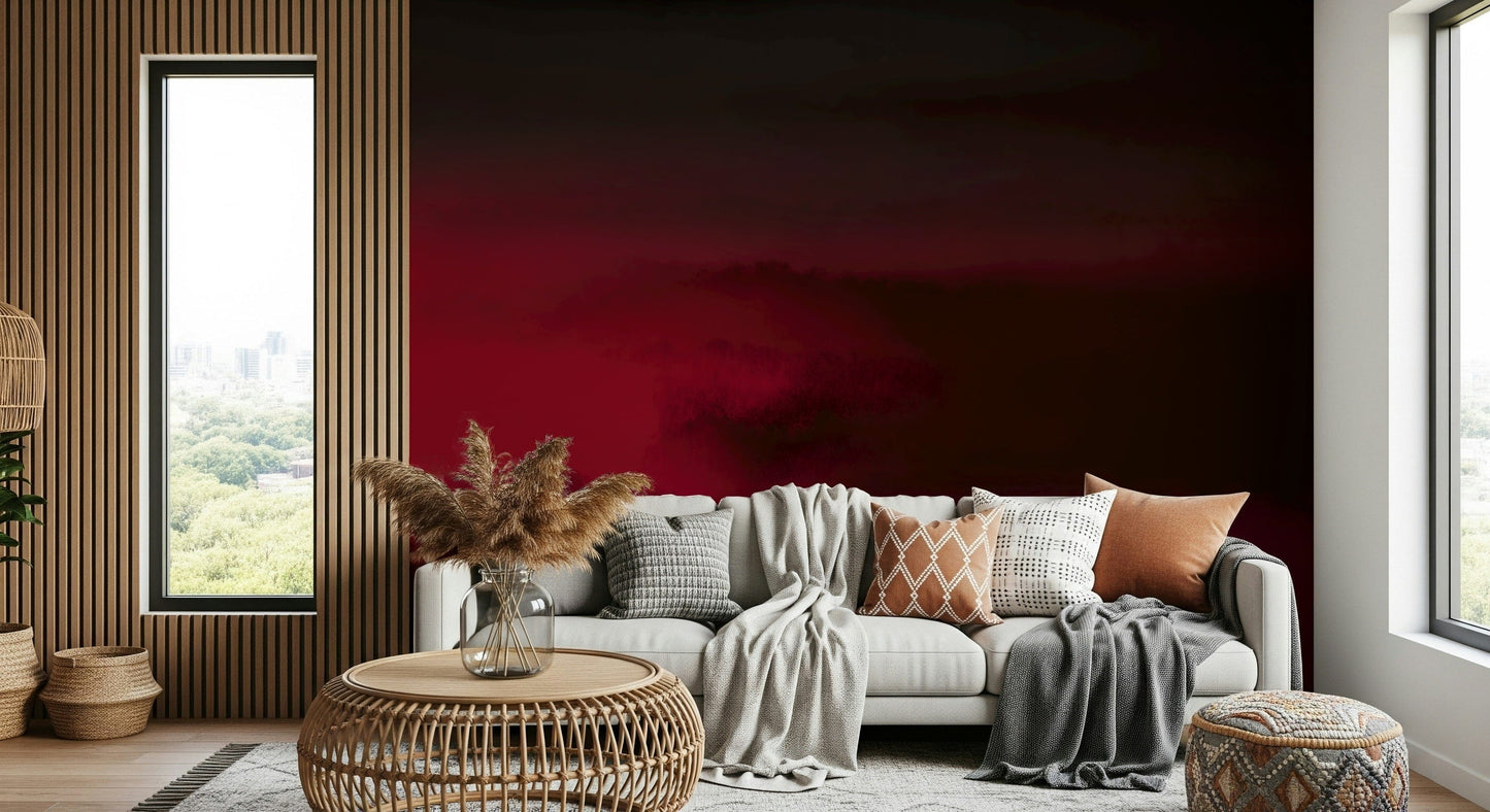 Crimson Dreams removable wallpaper garnet cloud formation cinematic room vibe